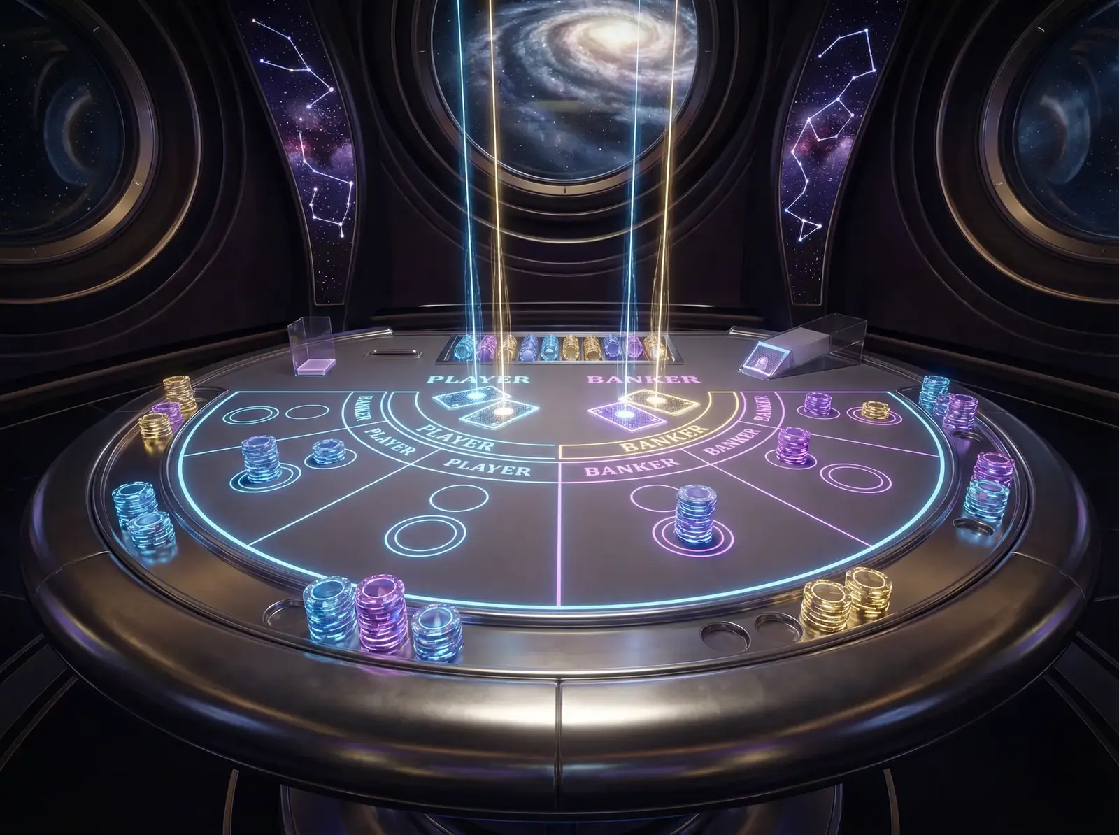 加大开奖真人百家乐全息投影牌桌俯视图